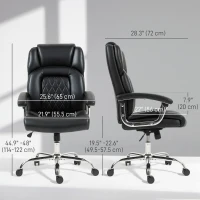 HOMCOM Big and Tall Office Chair 400 lbs, Desk Chair with Spring Cushion, PU Leather, High Back, Swivel Wheels, Black(m-3)