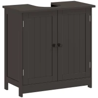 HOMCOM Bathroom Vanity, 24" Pedestal Sink Bathroom Vanity Furniture with 2 Doors and Shelf, Coffee(m-11)