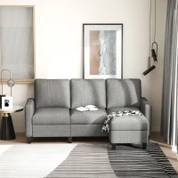 HOMCOM L-Shape Sofa, Modern Sectional Couch with Ottoman, Corner Sofa for Living Room, Light Grey(m-8)