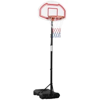 HOMCOM 7-8.5ft Basketball Hoop, Freestanding Basketball System with 27.5" Shatterproof Backboard and Wheels, White(m-11)