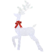 Outsunny 4.3FT Lighted Christmas Reindeer, Christmas Decor with RGB and Warm White LEDs, Stakes and Zip Ties, IP44 Waterproof(m-2)