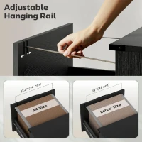 HOMCOM 4 Drawer File Cabinet with Silent Slides, Vertical Farmhouse Filing Cabinet Fits Letter/A4 Size Home Office, Black(m-6)