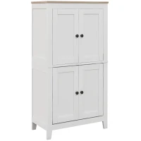 HOMCOM Bathroom Storage Cabinet, Modern Bathroom Floor Cabinet with 4 Doors and 2 Adjustable Shelves, White(m-11)