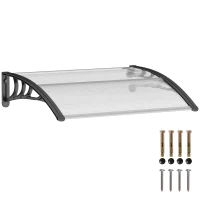 Outsunny Window Awning Door Canopy, Polycarbonate Cover Patio Awnings, 30" x 50", White(m-11)