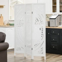 HOMCOM 3 Panel Room Divider, 5.6 Ft Tall Portable Folding Privacy Screen, Wood Partition Wall Divider for Home Office, White(m-8)