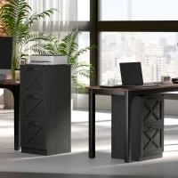 HOMCOM 2 Drawer File Cabinet with Silent Slides, Vertical Farmhouse Filing Cabinet Fits Letter/A4 Size Home Office, Black(m-9)