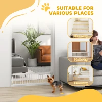 PawHut 26"-37" Dog Gate, Adjustable Pet Gate, Fits 10" Tall with 2 Extension, Pressure Mount Kit for Stairs and Doorways, White(m-7)