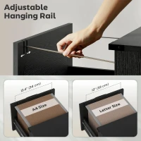 HOMCOM 2 Drawer File Cabinet with Silent Slides, Vertical Farmhouse Filing Cabinet Fits Letter/A4 Size Home Office, Black(m-6)