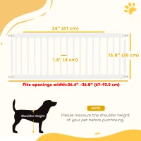 PawHut 26"-37" Dog Gate, Adjustable Pet Gate, Fits 14" Tall with 2 Extension, Pressure Mount Kit for Stairs and Doorways, White(m-3)