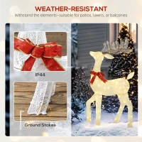 Outsunny 3 Piece Lighted Christmas Reindeer Family, 55" Light Up Deer, Outdoor Holiday Decor with LED Lights, Stakes, Zip Ties(m-6)