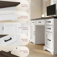 HOMCOM 58" Home Office Desk with Soft-Close Drawers, Farmhouse Executive Desk with File Drawer for Letter Size, White(m-9)