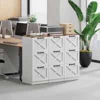 HOMCOM 2 Drawer File Cabinet with Silent Slides, Vertical Farmhouse Filing Cabinet Fits Letter/A4 Size Home Office, White(m-10)