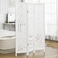 HOMCOM 3 Panel Room Divider, 5.6 Ft Tall Portable Folding Privacy Screen, Wood Partition Wall Divider for Home Office, White(m-1)
