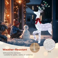 Outsunny 4.3FT Lighted Christmas Reindeer, Christmas Decor with RGB and Warm White LEDs, Stakes and Zip Ties, IP44 Waterproof(m-6)