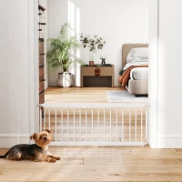 PawHut 26"-37" Dog Gate, Adjustable Pet Gate, Fits 14" Tall with 2 Extension, Pressure Mount Kit for Stairs and Doorways, White(m-9)