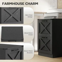 HOMCOM 2 Drawer File Cabinet with Silent Slides, Vertical Farmhouse Filing Cabinet Fits Letter/A4 Size Home Office, Black(m-4)