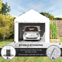 Outsunny 10 x 20ft Portable Garage Heavy Duty Carport with 2 Roll-up Doors and Removable Sidewalls for Car, Truck, Boat, White(m-7)