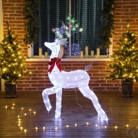Outsunny 4.3FT Lighted Christmas Reindeer, Christmas Decor with RGB and Warm White LEDs, Stakes and Zip Ties, IP44 Waterproof(m-8)