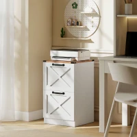 HOMCOM 2 Drawer File Cabinet with Silent Slides, Vertical Farmhouse Filing Cabinet Fits Letter/A4 Size Home Office, White(m-8)