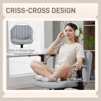 HOMCOM Criss Cross Chair with Flip-up Armrests, Wide Office Chair with Adjustable Height, Tilting, No Wheels, Grey(m-4)