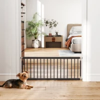 PawHut 26"-37" Dog Gate, Adjustable Pet Gate, Fits 14" Tall with 2 Extension, Pressure Mount Kit for Stairs and Doorways, Black(m-9)