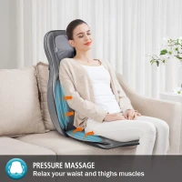 COMFIER Portable Massage Chair Pad with Heat, Shiatsu Neck & Back Massager Featuring Compression, Rolling and Vibration — Full-Body Relief, Gray(m-4)