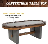 Barrington Urban Tournament Poker Table — 87"" Tournament Top with 2-Piece Dining Conversion, Felt Playfield and 10 Cup Holders(m-5)