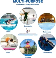 FBSPORT Inflatable Air Gymnastics Track – 16.4ft (16.4 ft), 4/8-inch Thick Inflatable Training Mat with Electric Pump for Home, Training, Cheer and Water Use(m-7)
