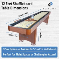 Playcraft Woodbridge Shuffleboard Table with Storage Cabinet — Pro-Style Table Set (Made in USA) with 8 Pucks, Abacus, Brush & Wax(m-6)