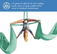 Complete Aerial Silks Starter Set — 9 Yards Tricot Silk Hammock with Rigging Gear & Guide | Aerial Swing for Acrobatic Yoga & All Levels (Supports Rigging Height up to 13 ft)(m-3)