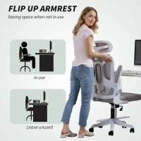 HOMCOM Ergonomic Office Chair, Swivel Desk Chair with Adjustable Lumbar Support, Headrest and Height, Flip-up Armrests, Grey(m-7)