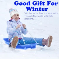 Slippery Racer Downhill Sprinter Flexible Kids & Toddler Toboggan Sled — Blue, Cold-Resistant with Pull Rope and Handles(m-6)