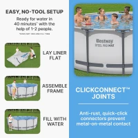 Bestway Steel Pro MAX 14-Foot x 48-Inch Round Above-Ground Pool Set, Gray — Metal Frame with Filter Pump, Ladder & Cover(m-3)