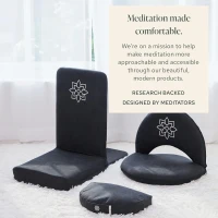Mindful Modern Pro Folding Meditation Chair - 5-Position Adjustable Floor Seat with Back Support and Detachable Buckwheat Cushion(m-9)