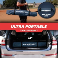 PowerNet 7x7 Practice Net & Adjustable Deluxe Tee Bundle (Navy) with Carry Bag(m-5)