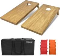 GoSports Regulation 4 ft x 2 ft Wooden Cornhole Set, Light Brown Finish - Includes Carrying Case & Multiple Bean Bags(m-1)