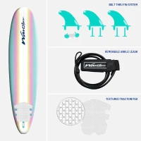 Wavestorm Classic 8ft Soft-Top Surfboard — Soft Foam, 3-Stringer EPS Core, HDPE Slick Bottom(m-6)