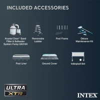Intex 26367EH XTR Frame Rectangular Pool 24ft x 12ft x 52in with Krystal Clear Sand Filter, Removable Ladder, Cover and Ground Cloth – Large Above-Ground Backyard Pool(m-4)