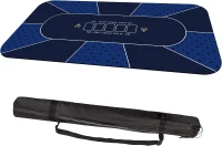 70 x 35 Inch Blue Poker Mat — 6-8 Player Texas Hold'em Rubber Topper with Carrying Bag, Portable Folding Poker Table Top(m-8)