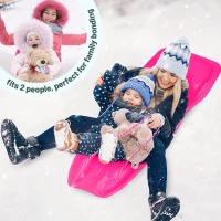 Slippery Racer Downhill Xtreme Flexible Plastic Toboggan Sled for Adults & Kids — Fits Up to 2 Riders with Pull Rope and Handles(m-8)