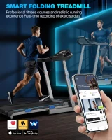 WELLFIT Auto-Incline Folding Treadmill with Handlebar, 4.0 HP Motor and 400 lb Capacity, 0–15% Auto Incline Quiet Under-Desk Design with Bluetooth & App Sync(m-7)