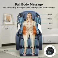Real Relax 2025 SL-Track Full-Body Shiatsu Massage Recliner with Heat, App Control, Child Lock, Body Scan, Bluetooth, Foot Roller - Favor 06 Blue(m-4)