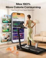 UREVO Smart Treadmill with 9% Auto Incline, UREVO App, AI-Powered Music Courses, HIIT Programs & One-Click Mute(m-2)