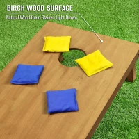 GoSports 4' x 2' Regulation Wooden Cornhole Boards Set – Light Brown Finish with Carrying Case & Royal Blue and Yellow Bean Bags(m-5)