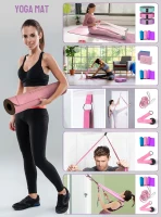Beginner Yoga Kit with 8mm High-Density Mat – Multi-Loop Strap, Foam Blocks, Booty Bands, Resistance Set, Door Anchor & Carrying Strap(m-2)