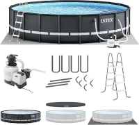 INTEX 26333EH Ultra XTR Deluxe Above-Ground Pool Set 20ft x 48in with 2100 GPH Krystal Clear Sand Filter Pump – SuperTough Puncture-Resistant, Rust-Proof Frame, Easy Assembly(m-1)