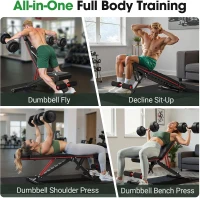 FLYBIRD Adjustable Weight Bench – Foldable 750 lb Capacity Bench for Users up to 6'5"", 27 lb Sturdy Multi-Angle Bench with 90 Position Options for Incline/Decline/Flat Training(m-8)