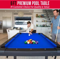 GoSports Fold-Out Pool Table (6/7/8 ft) — No Assembly, Select Your Color, Includes Balls, 2 Cues, Chalk & Brush(m-2)