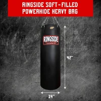 Ringside Powerhide 100 lb Soft-Filled Heavy Bag — 14 x 42 Inch, Durable Punching Bag with Chain & Swivel(m-2)