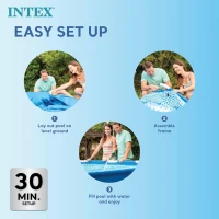 Intex 9.8' x 79"" x 29.5"" Rectangular Above-Ground Backyard Pool with Flow-Control Drain Valve, Blue(m-4)